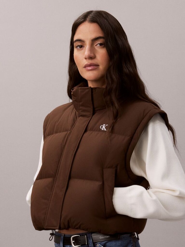 Brown 2-in-1 Convertible Down Puffer Jacket  Women