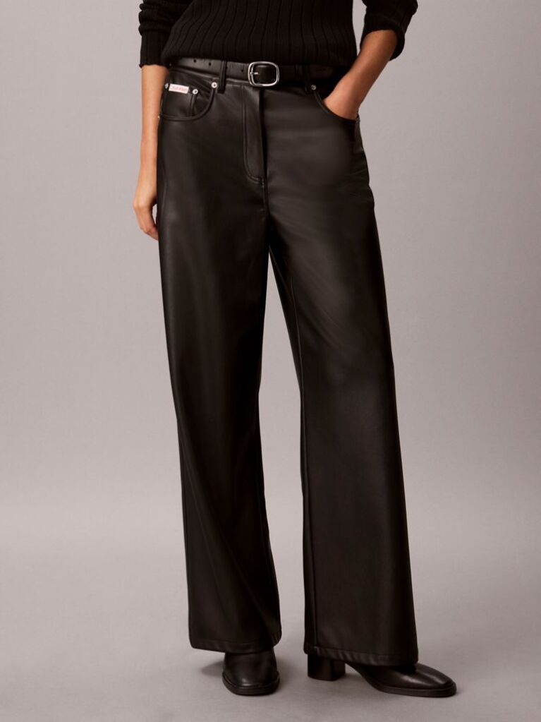 Black Faux Leather Trousers  Women