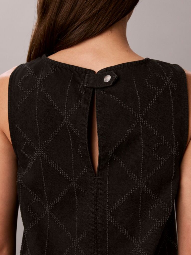 Negru Rochie Mini Din Denim Cu Logo Repetat  Femei