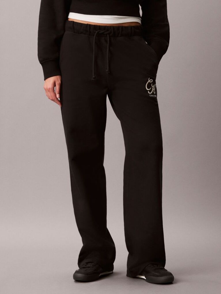 Negru Pantaloni De Trening Din Terry Cu Logo Grafic  Femei