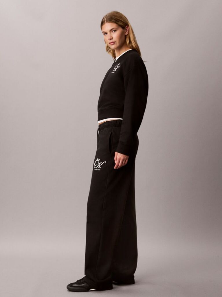 Negru Pantaloni De Trening Din Terry Cu Logo Grafic  Femei