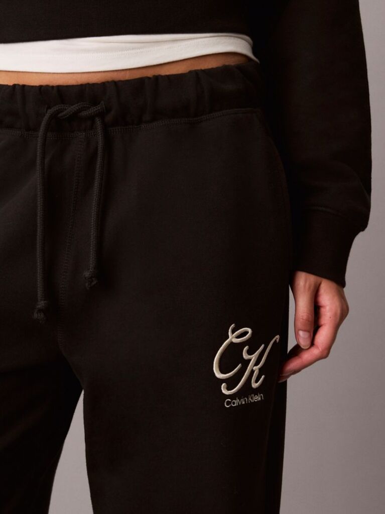 Negru Pantaloni De Trening Din Terry Cu Logo Grafic  Femei