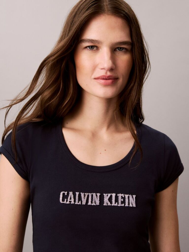 Blue Varsity Logo Baby Fit T-Shirt  Women