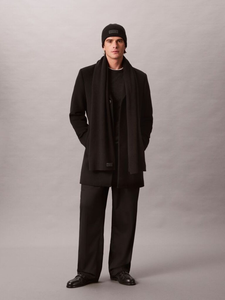 Black Cotton Scarf and Beanie Gift Set  Men