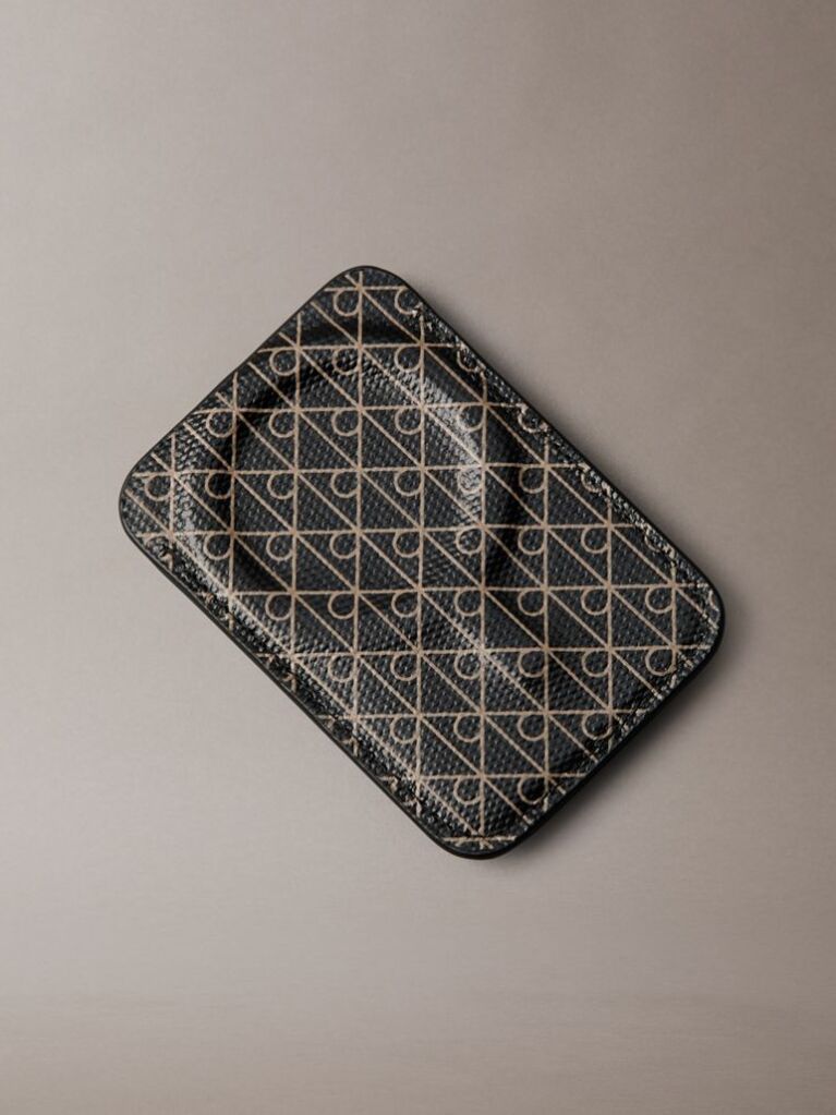 Negru Breloc Cu Logo Monogram Si Portcard  Femei