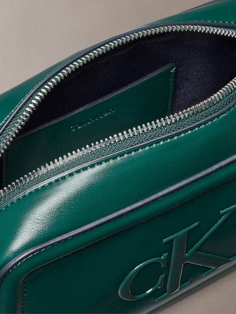 Verde Geanta Tip Camera Cu Logo Monograma In Relief  Femei