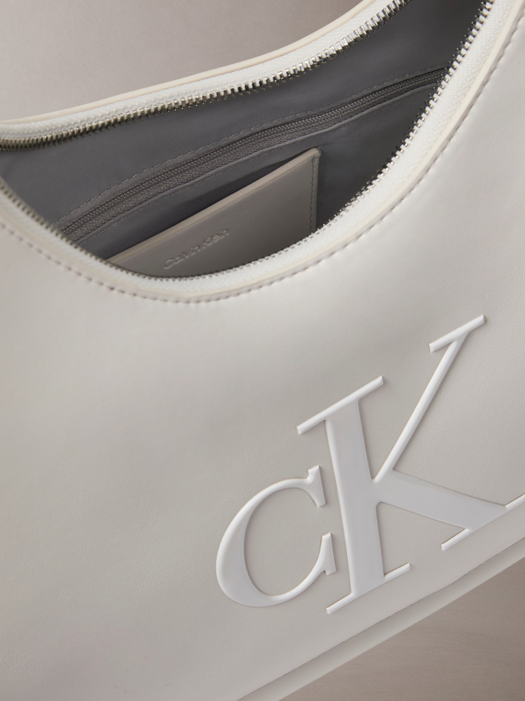 White Soft Touch Crescent Logo Hobo Bag  Women