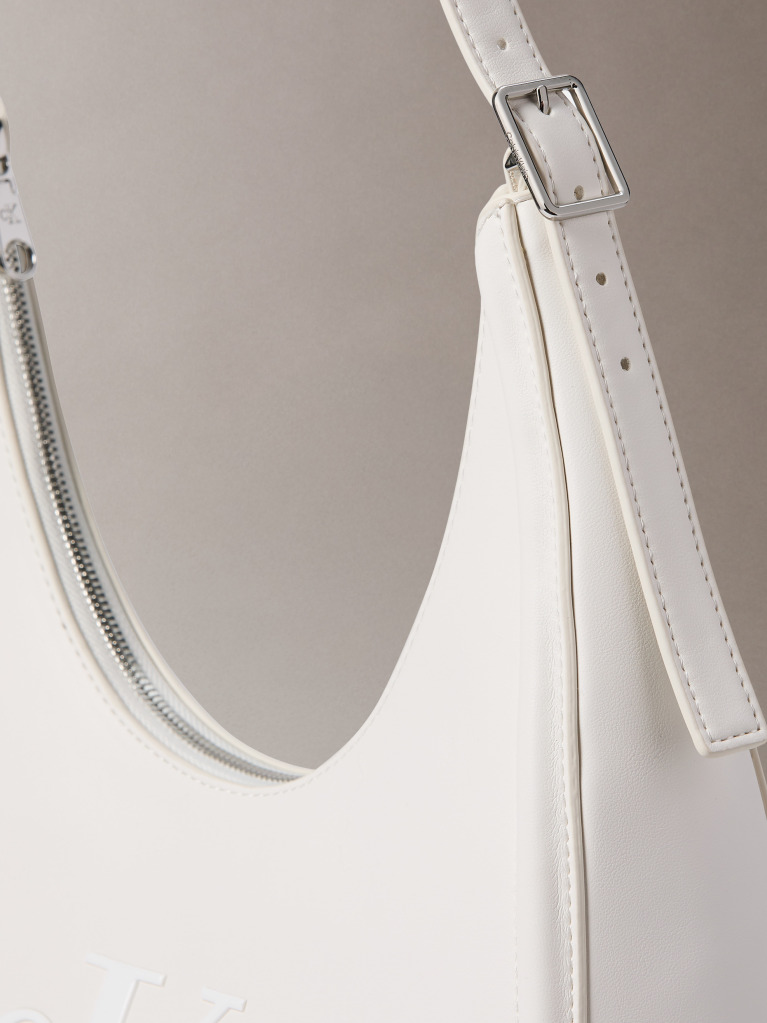 White Soft Touch Crescent Logo Hobo Bag  Women