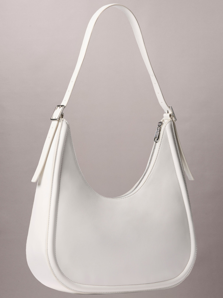 White Soft Touch Crescent Logo Hobo Bag  Women