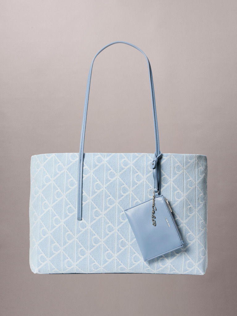Denim Geanta Tote Mare Din Denim Jacquard Cu Borseta  Femei