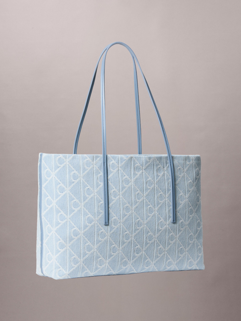 Denim Geanta Tote Mare Din Denim Jacquard Cu Borseta  Femei