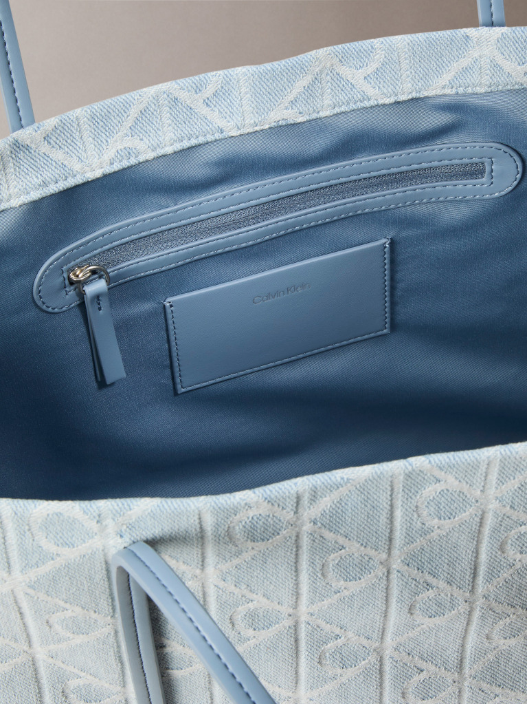 Denim Geanta Tote Mare Din Denim Jacquard Cu Borseta  Femei