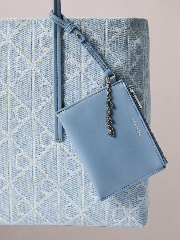 Denim Geanta Tote Mare Din Denim Jacquard Cu Borseta  Femei