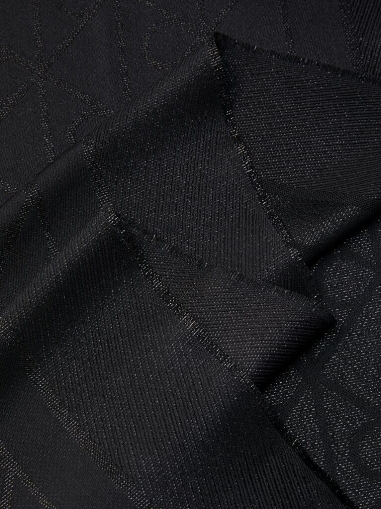 Negru Fular Cu Logo-Emblema Allover Si Aspect Stralucitor  Femei