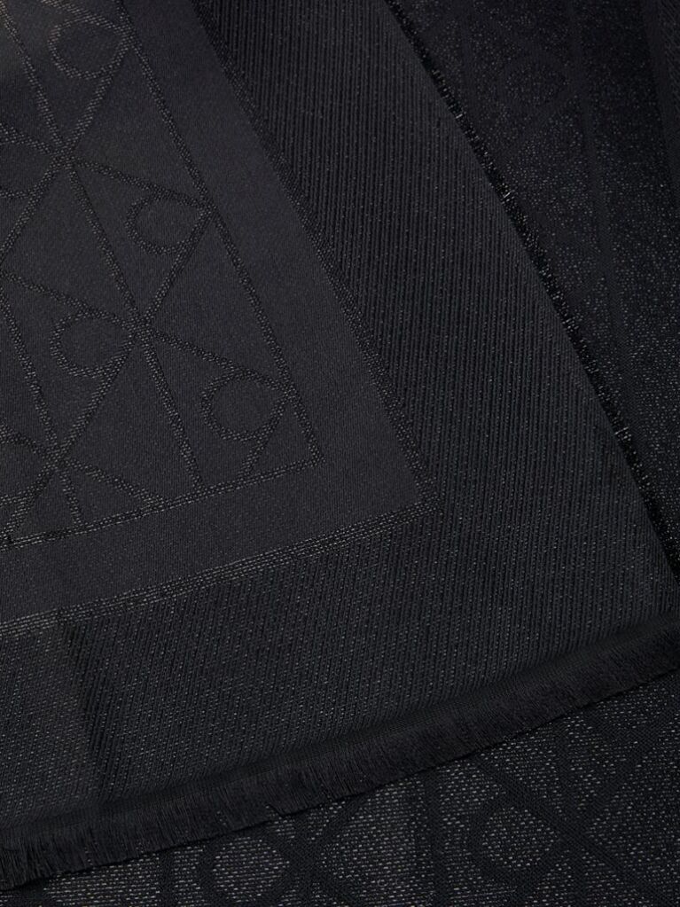 Negru Fular Cu Logo-Emblema Allover Si Aspect Stralucitor  Femei