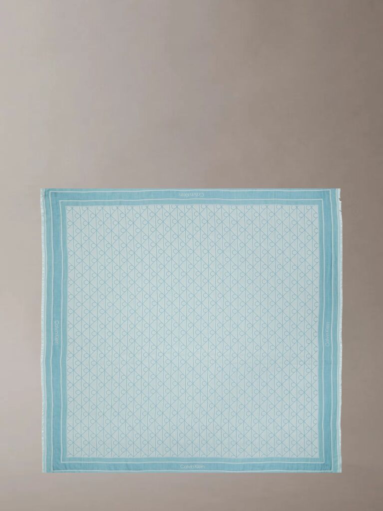 Albastru Esarfa Patrata Din Modal Jacquard Cu Emblema  Femei
