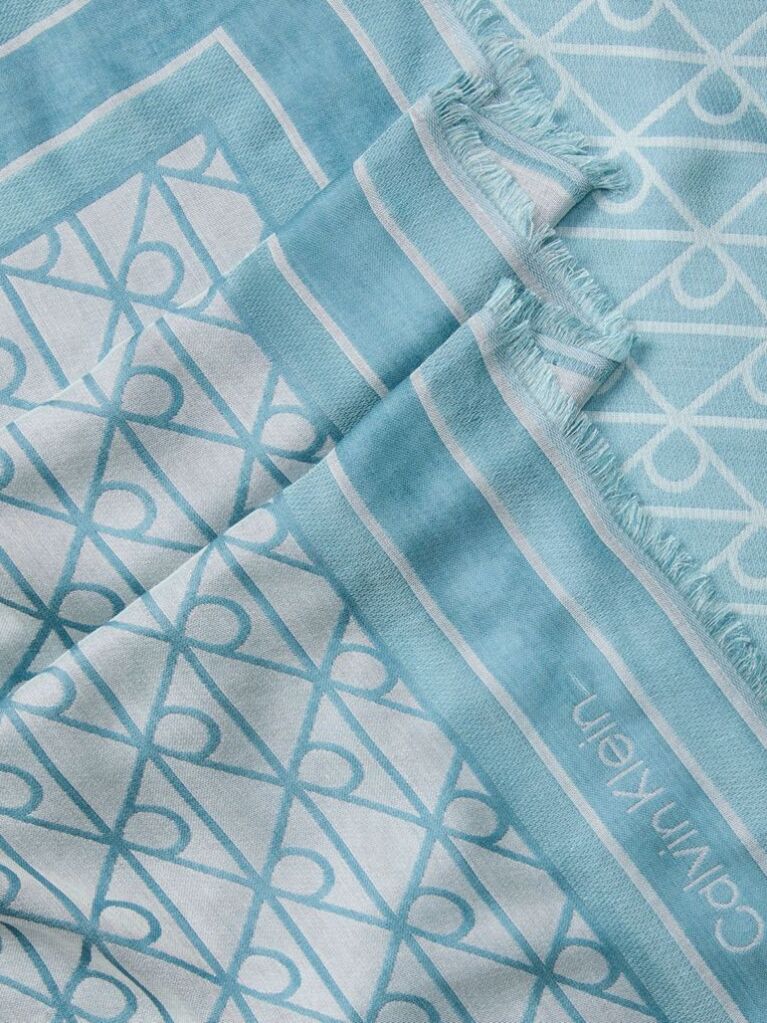 Albastru Esarfa Patrata Din Modal Jacquard Cu Emblema  Femei
