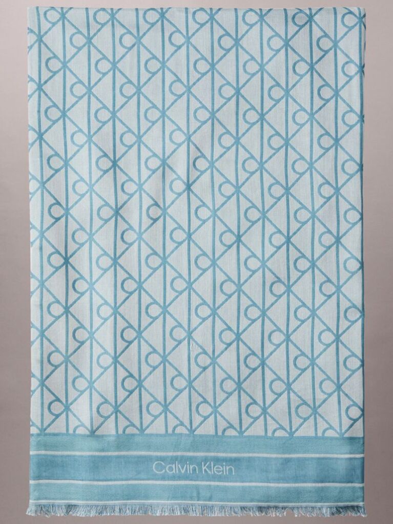 Albastru Esarfa Patrata Din Modal Jacquard Cu Emblema  Femei
