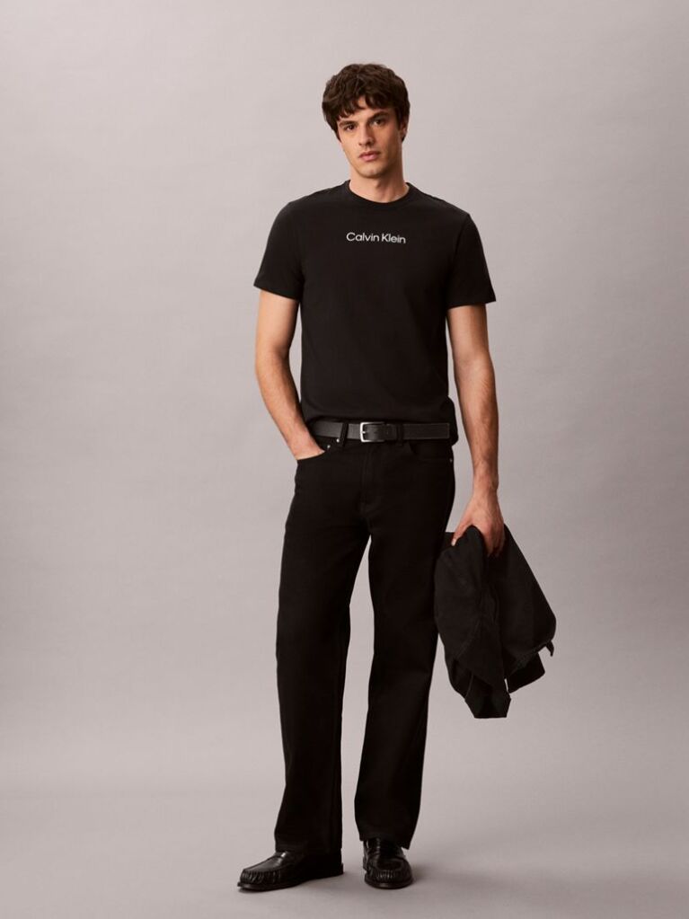 Negru Tricou Cu Logo  Barbati