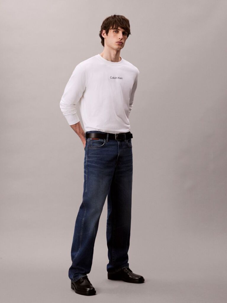 Alb Tricou Cu Maneca Lunga Si Croiala Lejera  Barbati