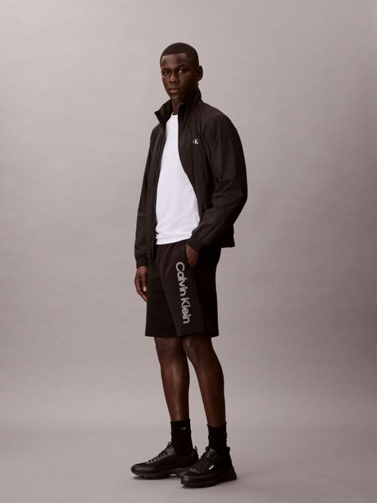 Negru Pantaloni Scurti Din Bumbac Terry Cu Logo Grafic  Barbati
