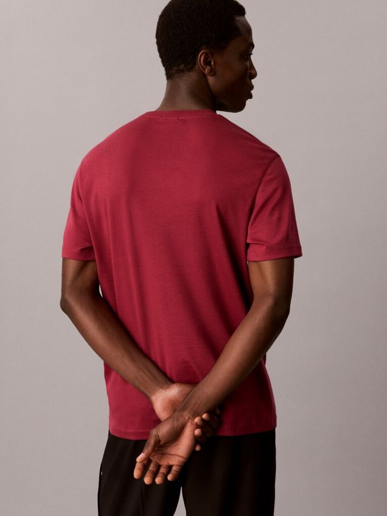Rosu Tricou Slim Din Bumbac Cu Emblema  Barbati