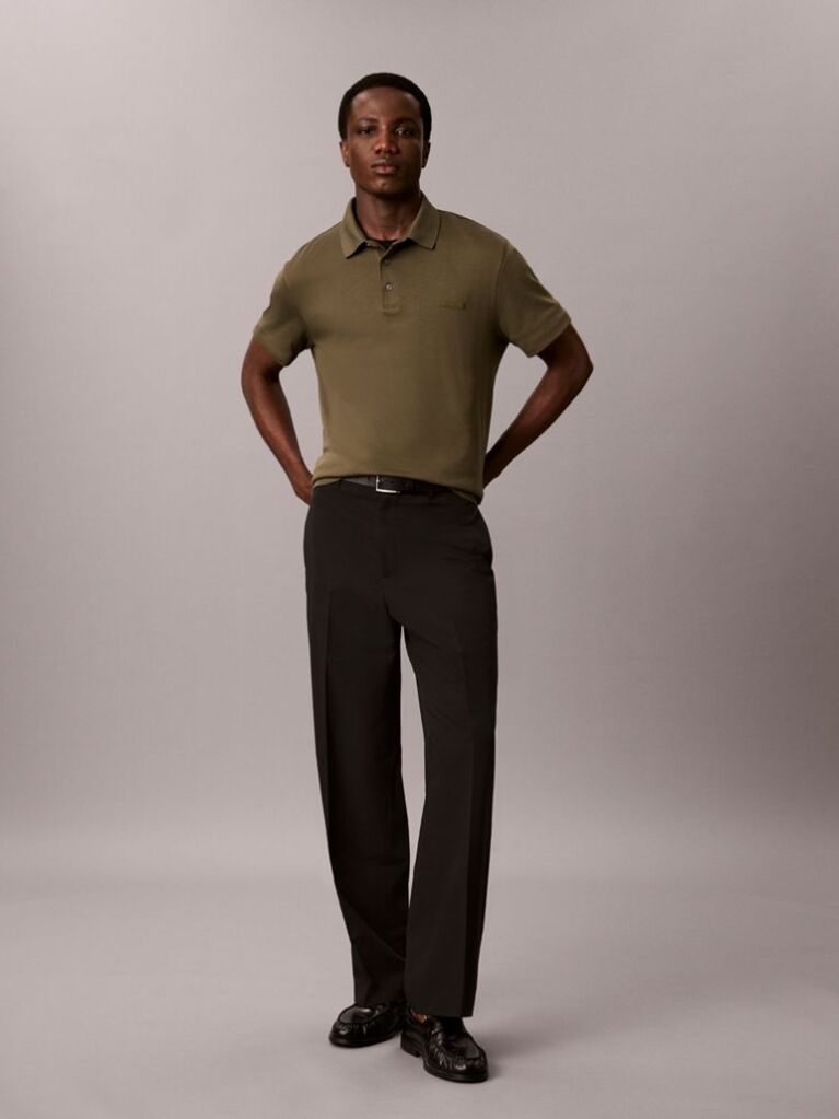 Verde Tricou Polo Slim Din Bumbac Cu Emblema  Barbati