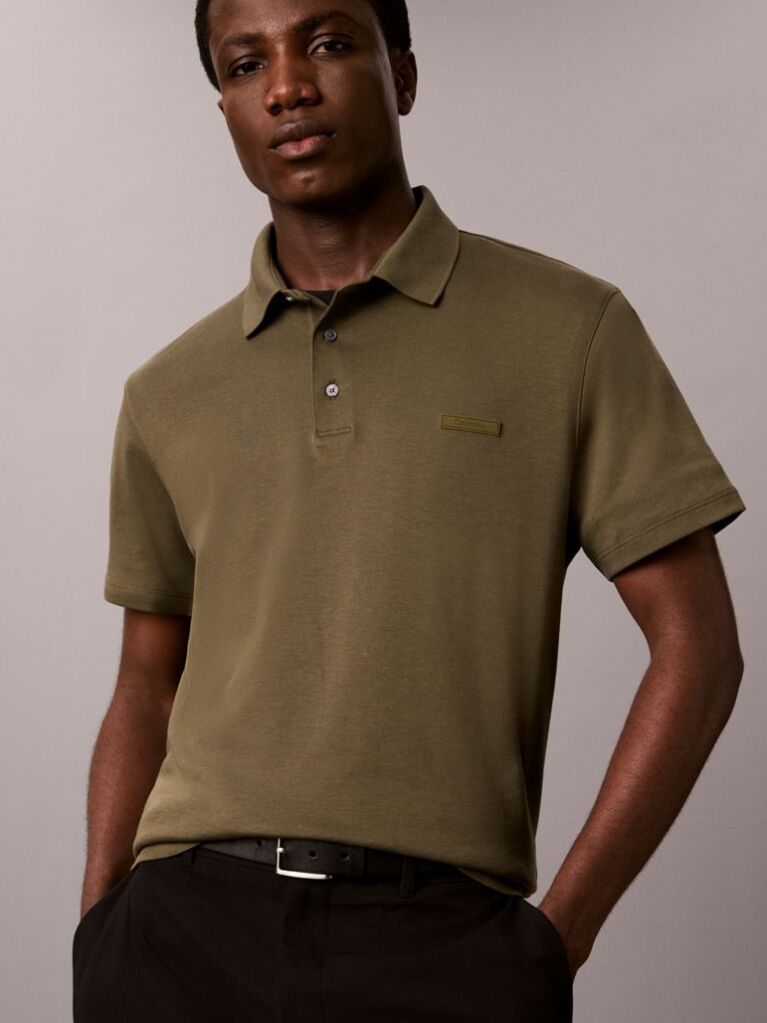 Verde Tricou Polo Slim Din Bumbac Cu Emblema  Barbati