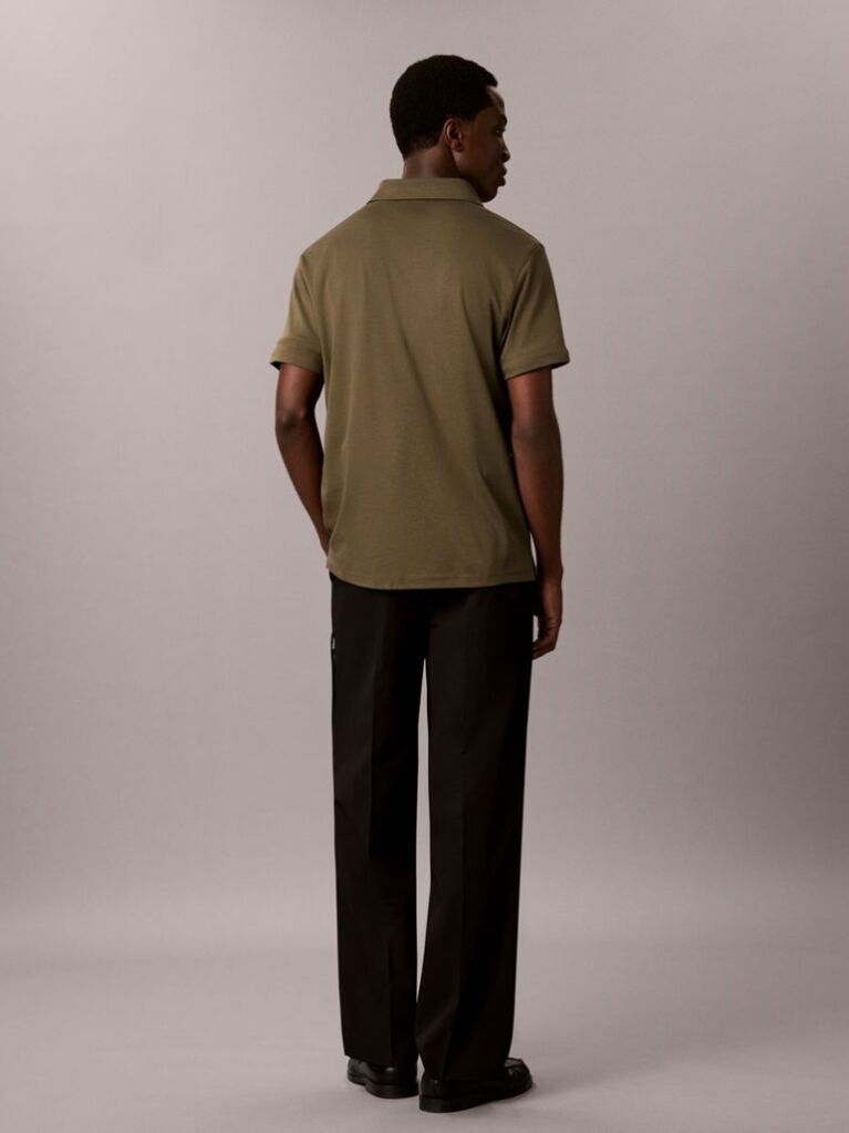 Verde Tricou Polo Slim Din Bumbac Cu Emblema  Barbati