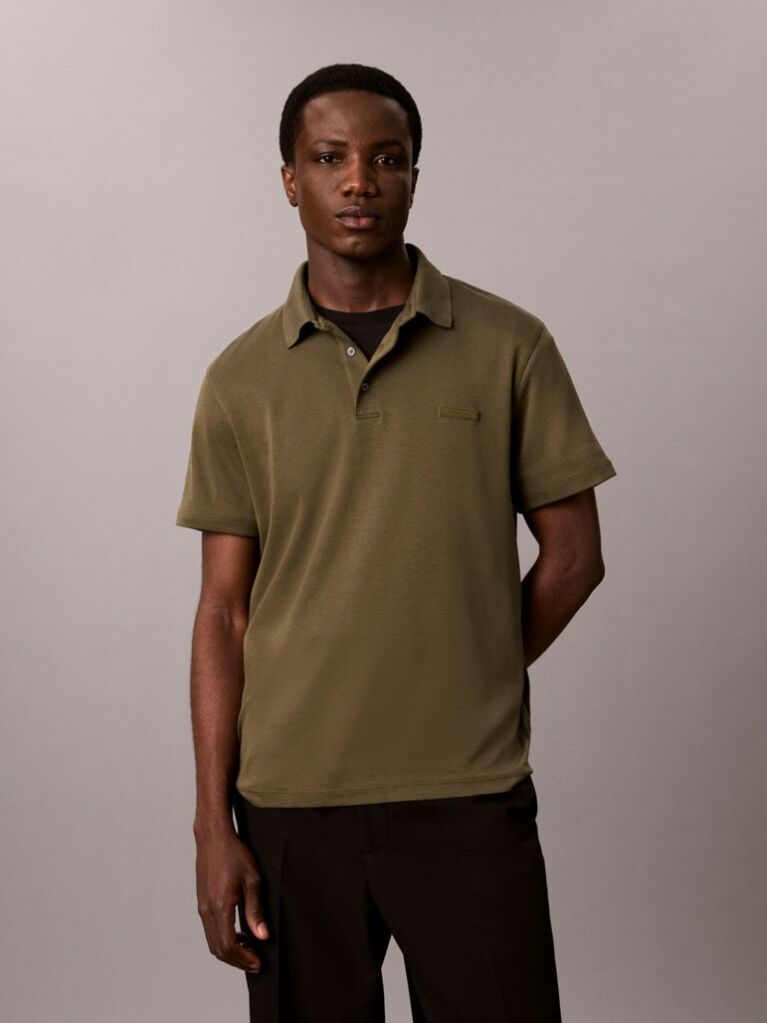 Verde Tricou Polo Slim Din Bumbac Cu Emblema  Barbati