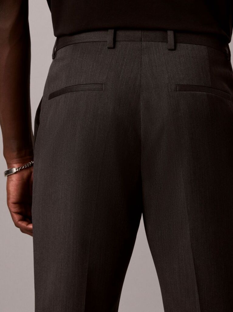 Negru Pantaloni De Costum Slim Din Tesatura Texturata De Lana  Barbati