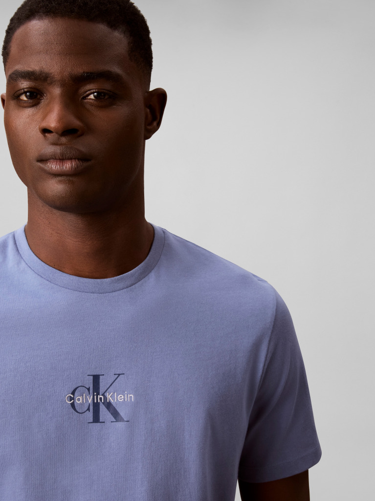 Albastru Tricou Cu Logo Monograma  Barbati