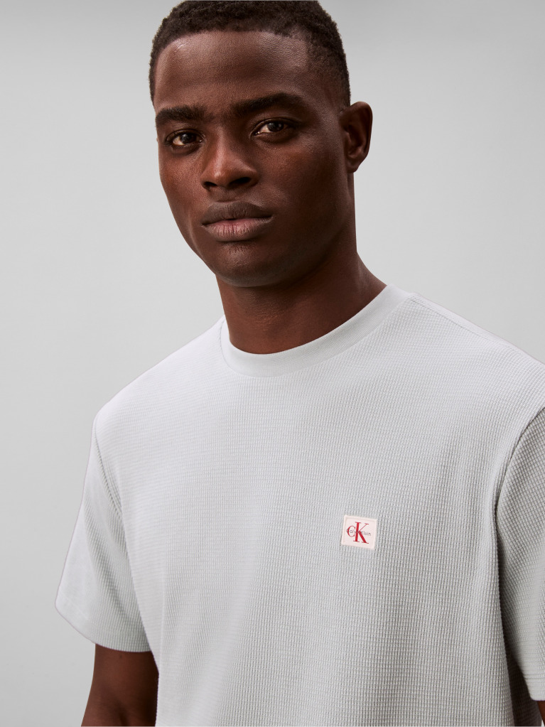 Gri Tricou Clasic Din Material Waffle  Barbati