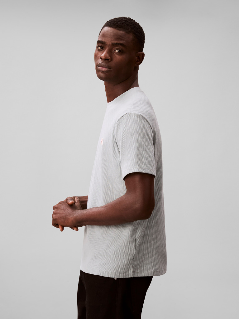 Gri Tricou Clasic Din Material Waffle  Barbati