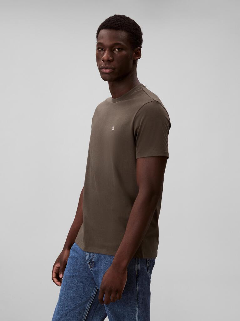Gri Tricou Clasic Cu Maneci Scurta Si Monograma  Barbati