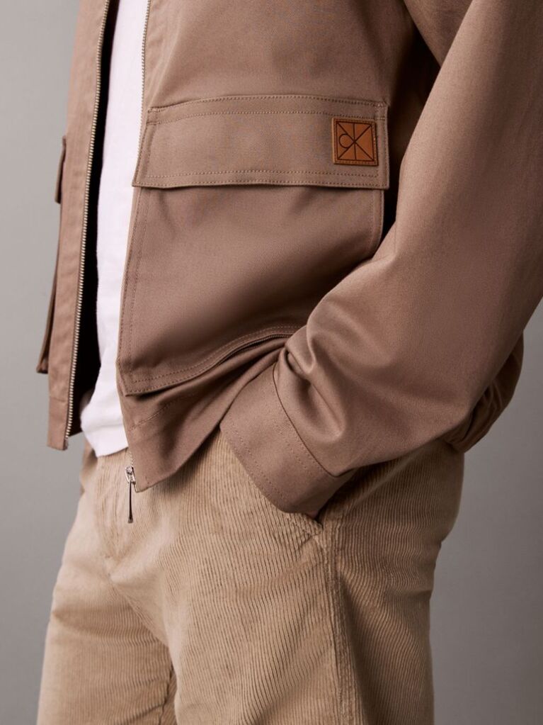 Kaki Pantaloni Chino Din Catifea Raiata, Drepti, In Stilul Anilor '90  Barbati