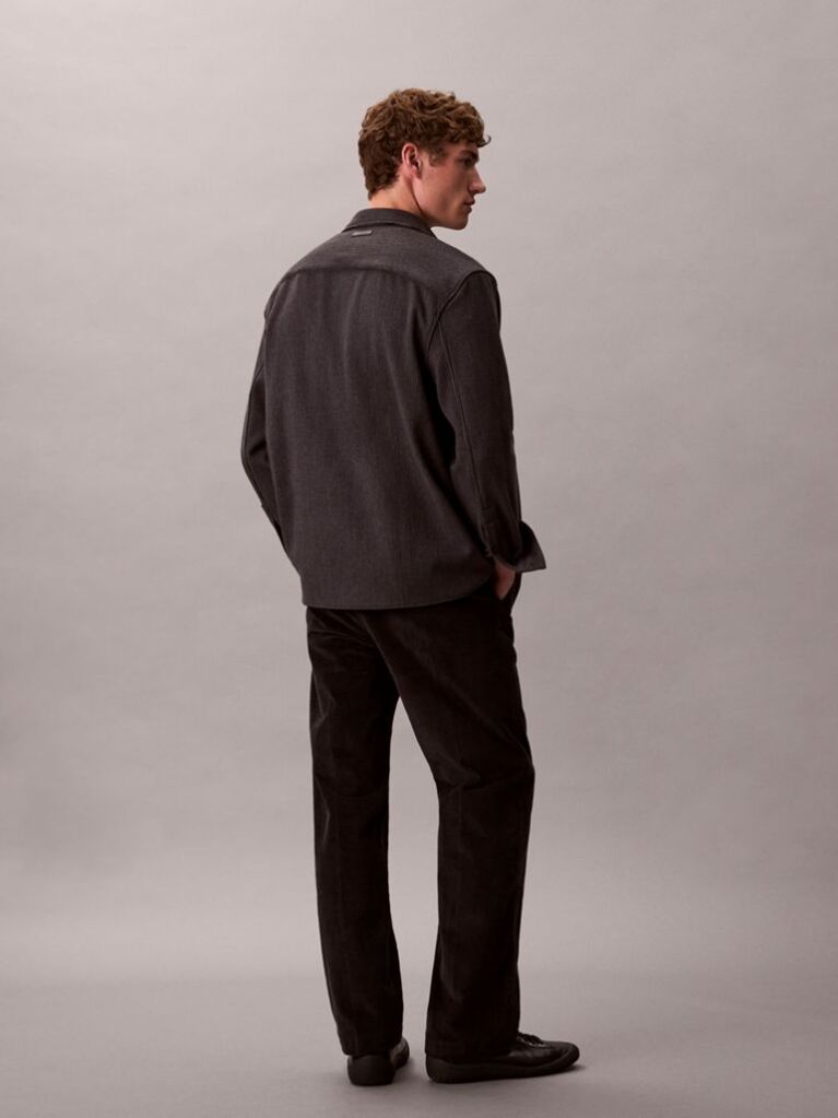 Negru Pantaloni Chino Din Catifea Raiata, Drepti, In Stilul Anilor '90  Barbati
