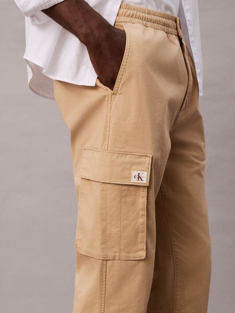 Bej Pantaloni Cargo Skinny Din Twill  Barbati