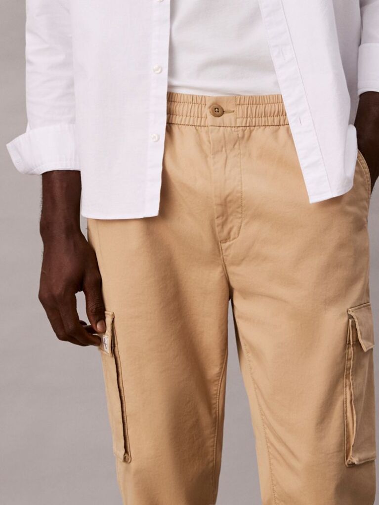 Bej Pantaloni Cargo Skinny Din Twill  Barbati