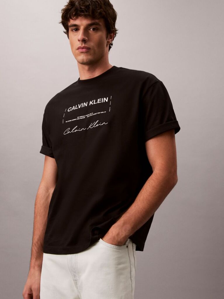 Negru Tricou Cu Print Sezonier 16S April  Barbati