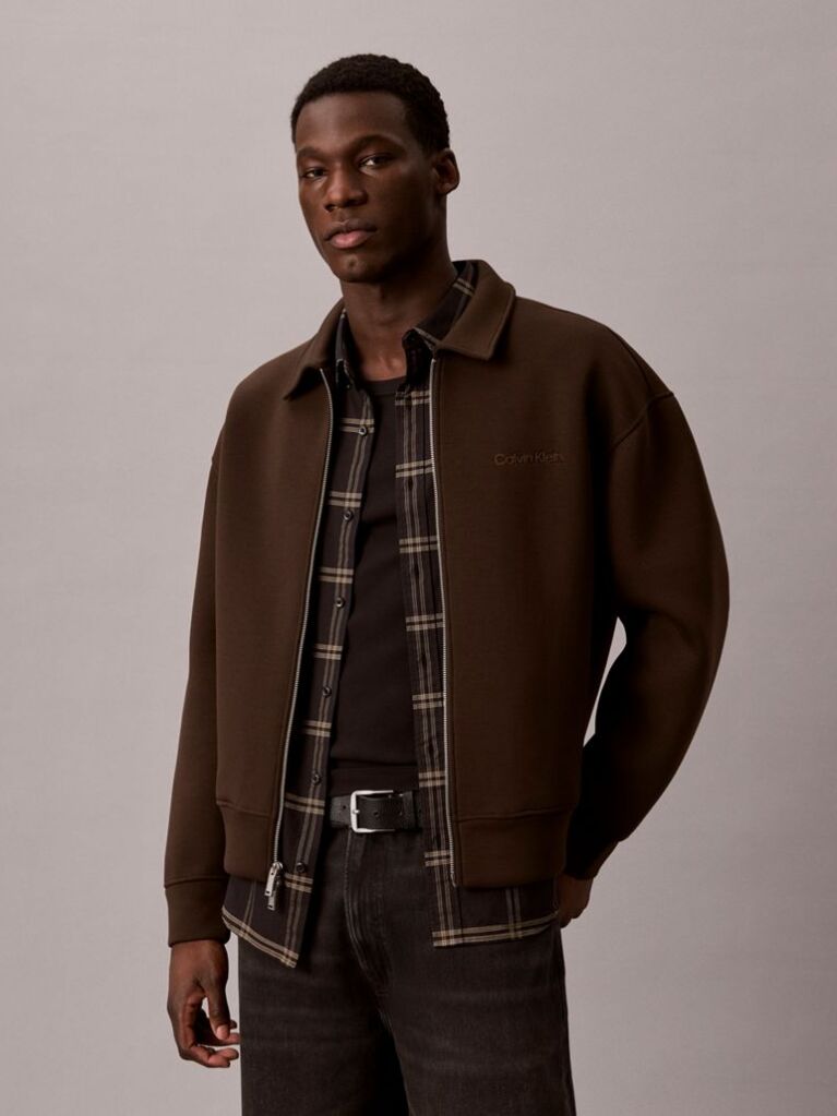 Brown Long Sleeve Cooling Spacer Full-Zip Shirt Jacket  Men