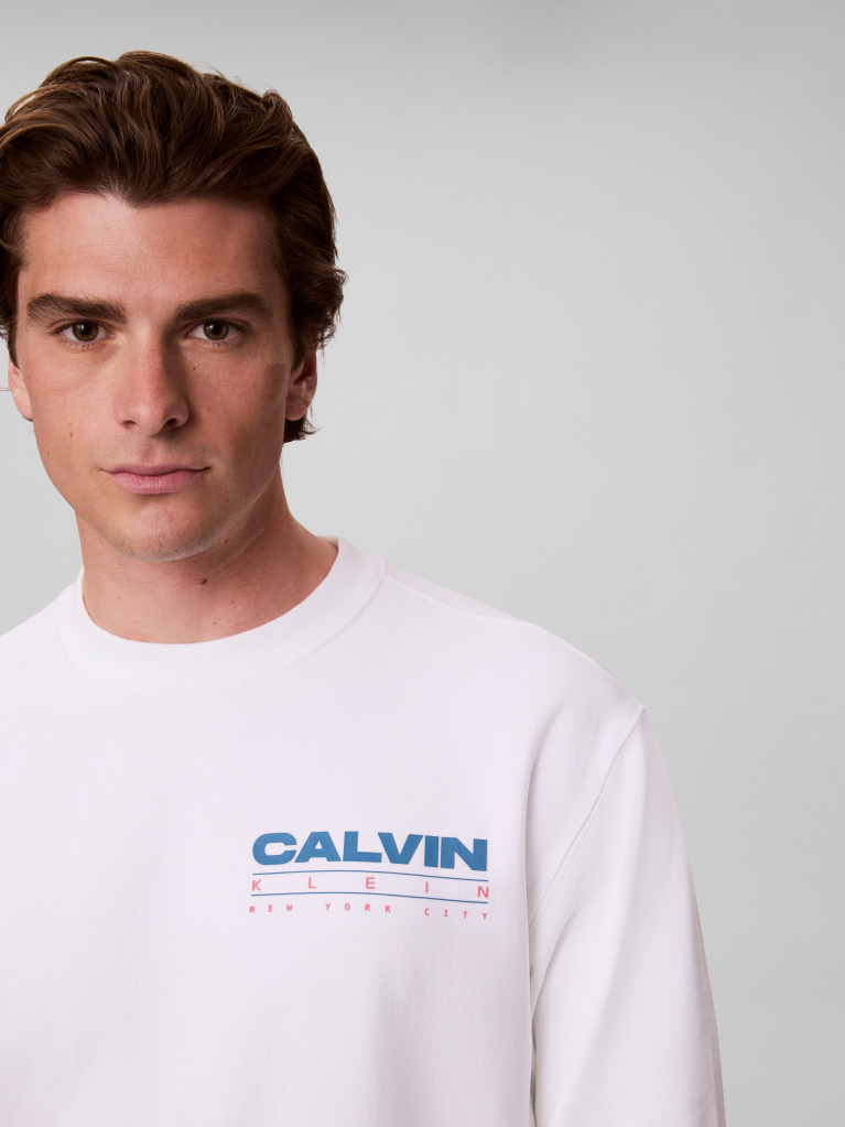 White Premium Terry Crew Neck Sweatshirt  Men
