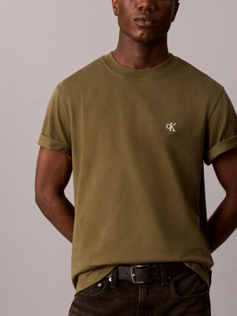 Verde Bluza De Trening Din Terry Cu Decolteu Rotund Si Logo Monograma  Barbati