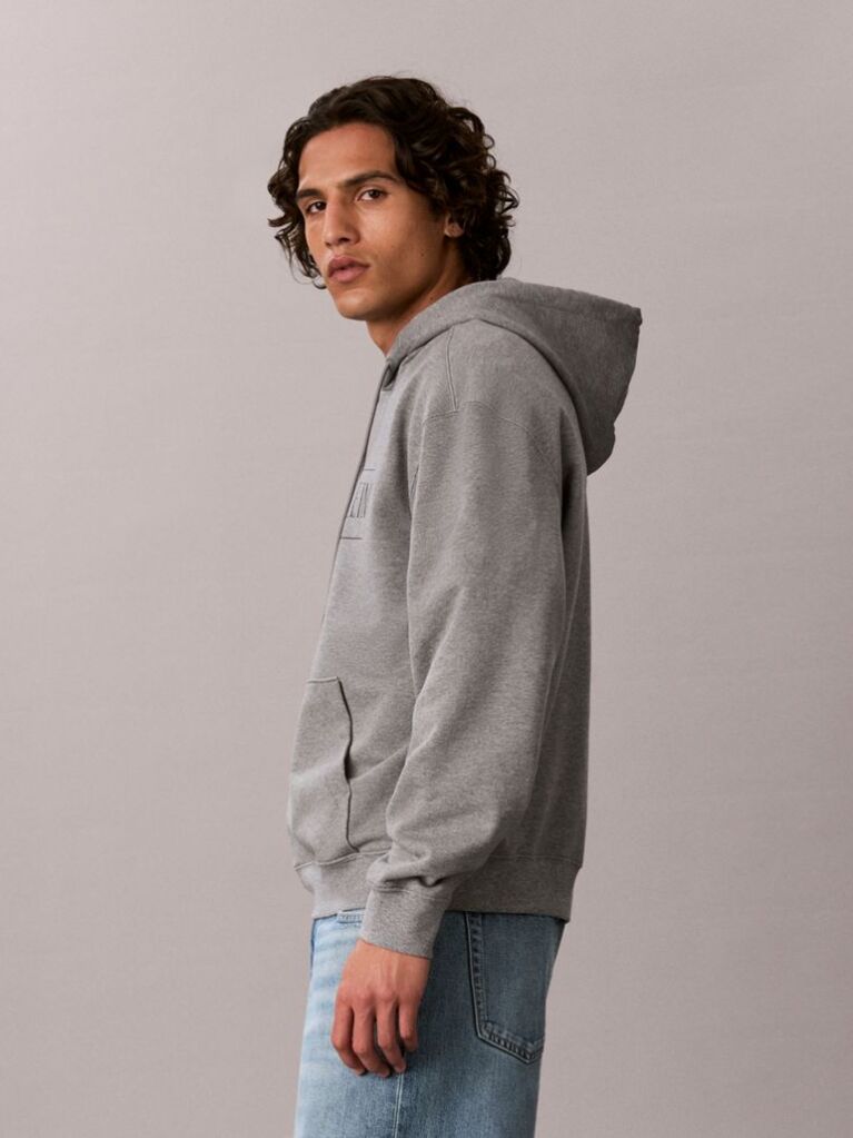 Gri Hanorac Din Bumbac Fleece Cu Logo Varsity  Barbati