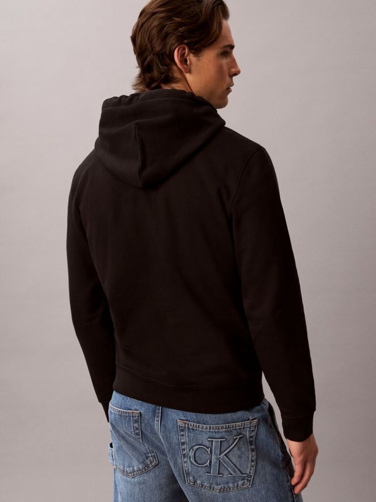 Negru Hanorac Din Bumbac Fleece Cu Logo Varsity  Barbati