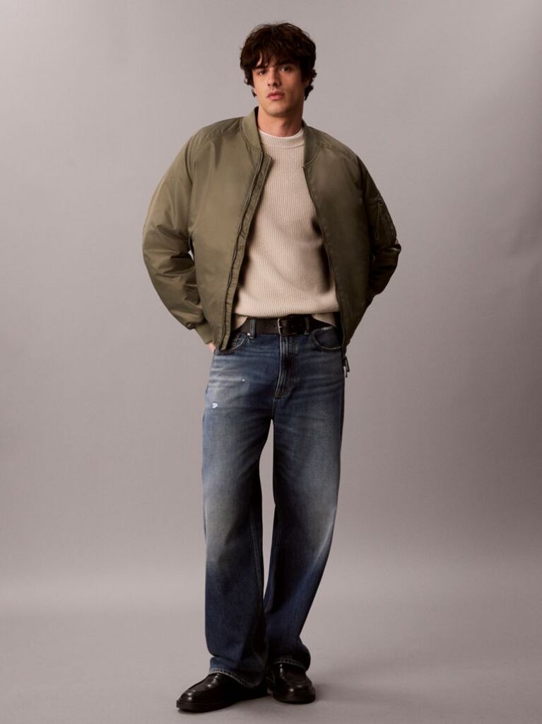 Beige Wool Blend Ribbed Jumper  Men