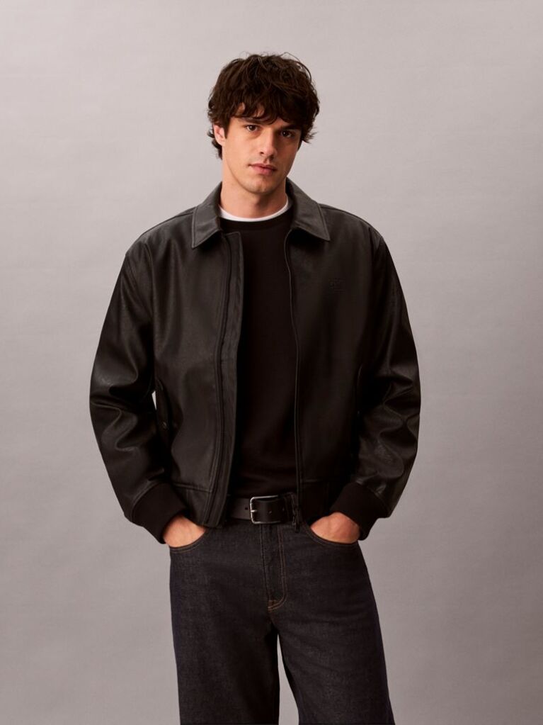 Negru Geaca Bomber Cu Monograma Embosata In Relief  Barbati