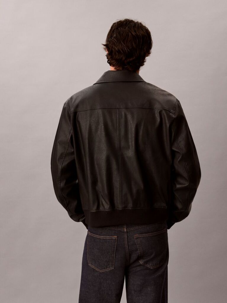 Negru Geaca Bomber Cu Monograma Embosata In Relief  Barbati