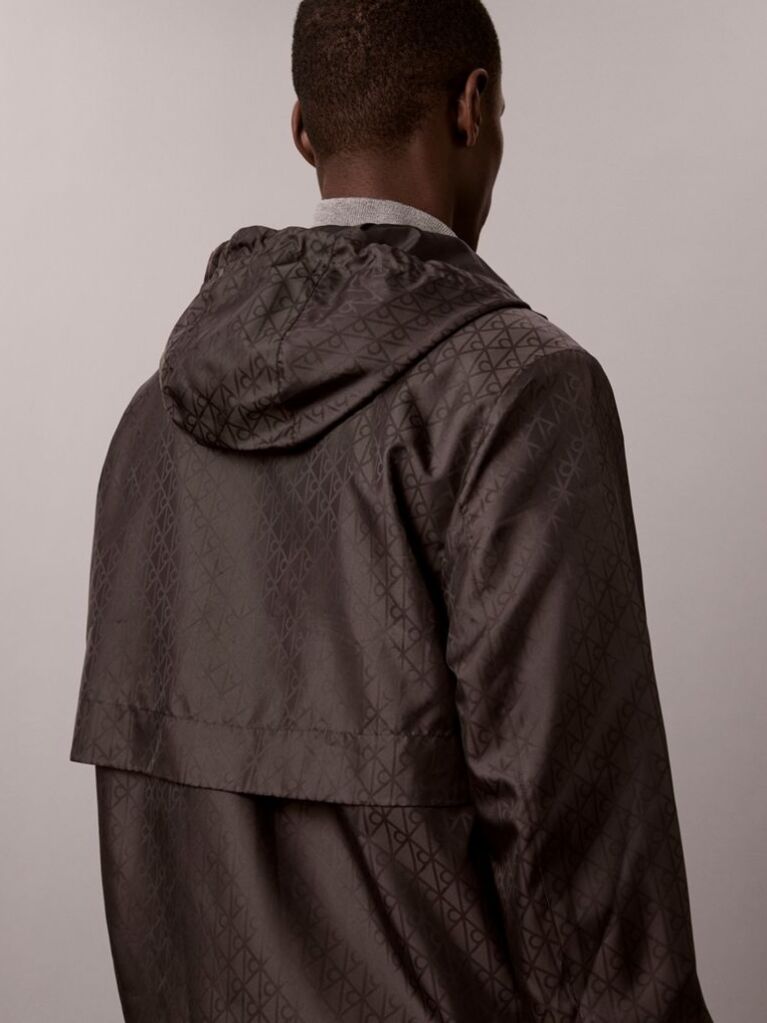 Negru Jacheta Windbreaker Cu Logo Imprimat Integral  Barbati