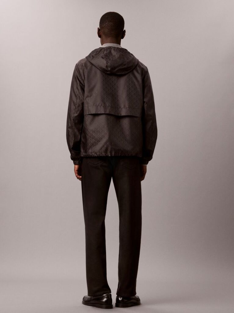 Negru Jacheta Windbreaker Cu Logo Imprimat Integral  Barbati